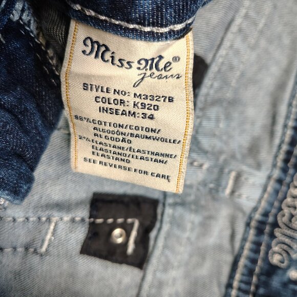 Miss Me Jeans Womens Size 29 Blue Chloe Boot Metallic Stitch Embellished M3327B - Picture 7 of 15